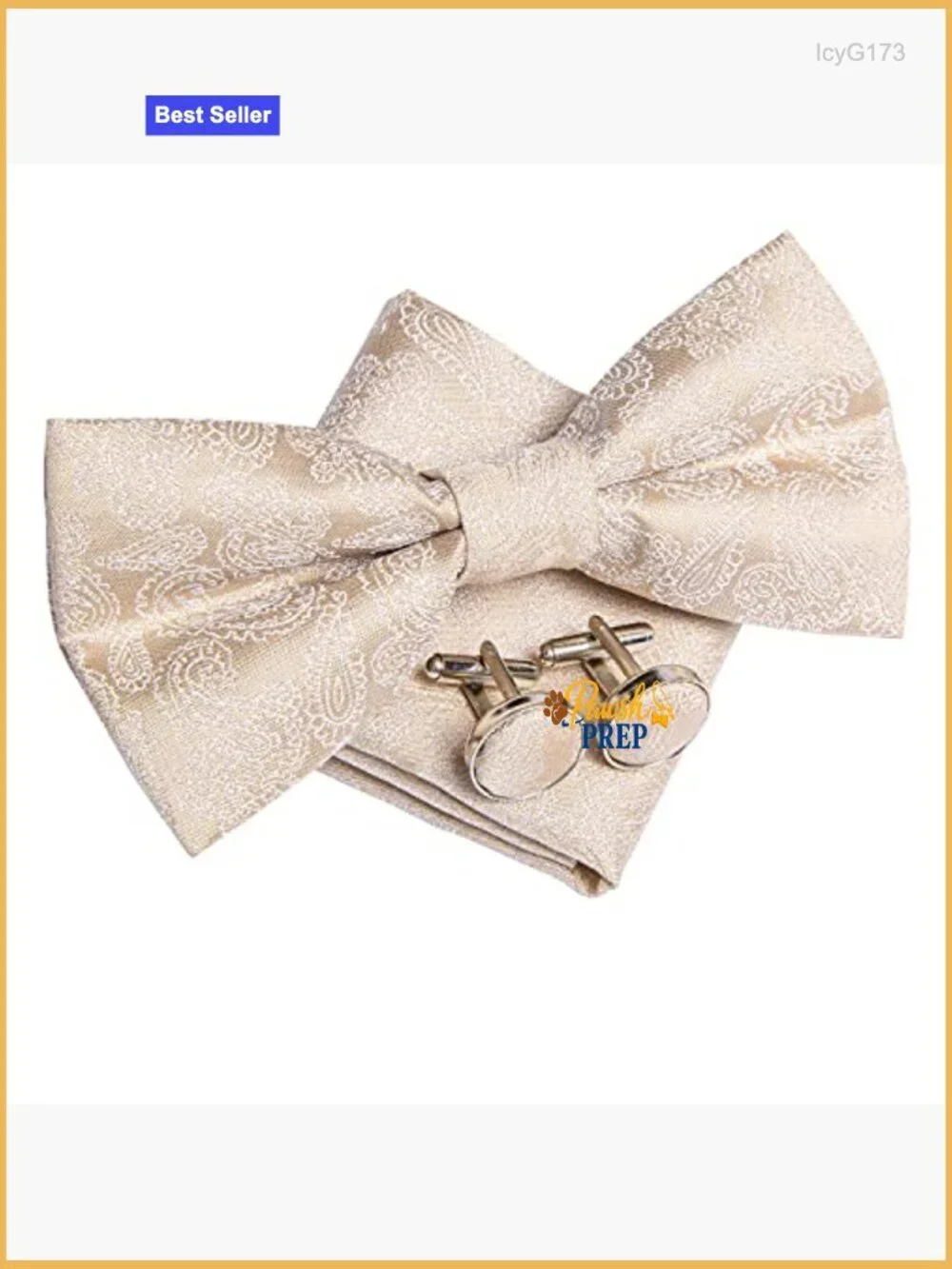 Men's Silk Blend Pre-Tied Bow Tie Set with Pocket Square and Cufflinks